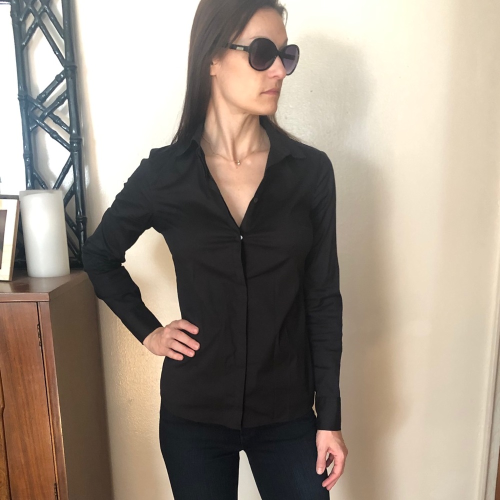 Allsaints black cotton button down shirt
